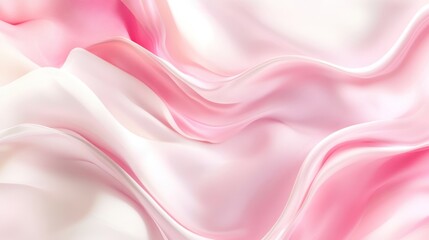 Fototapeta premium Delicate pink and white silk fabric draping softly, creating elegant waves and a serene atmosphere.