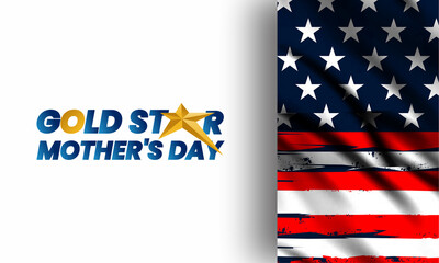 Gold Star Mother’s Day with US flag , vector banner design