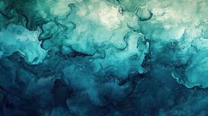 Abstract ocean waves in shades of blue and teal, creating a serene and calming atmosphere.