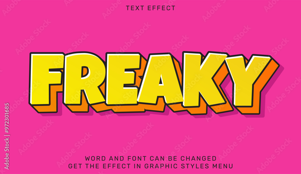 Poster freaky text effect template in 3d design