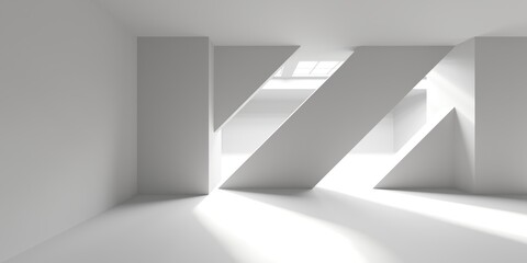 Minimalistic room space. White clean empty architecture interior