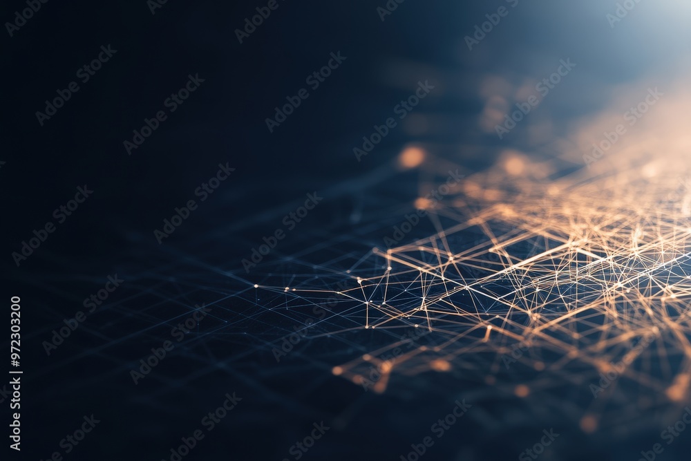 Poster intricate digital network lines illuminated in a glowing dark background of modern design art