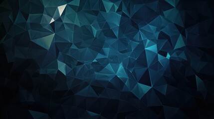 An abstract geometric background featuring a blend of dark blue and teal triangular facets.