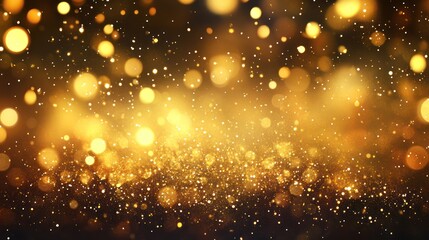 A dazzling display of golden bokeh lights creating a festive atmosphere with a warm, shimmering glow.