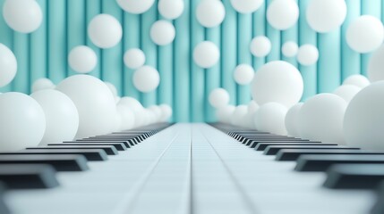 Floating 3D musical instruments in a surreal environment, 3D background music, imaginative and artistic