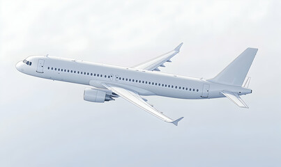 Fototapeta premium White airplane flying in a clear sky.