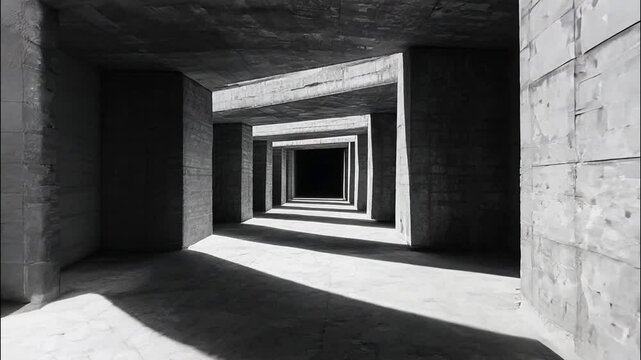 A Concrete Corridor with Receding Squares and a Beam of Light