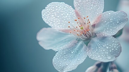 Fototapeta premium An artistic close-up of a sakura flower, focusing on the intricate details of the petal edges and subtle color gradients