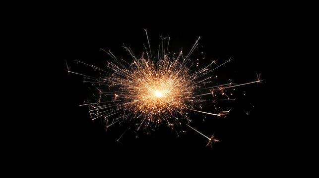 A glowing sparkler with bright, white sparks against a black background.