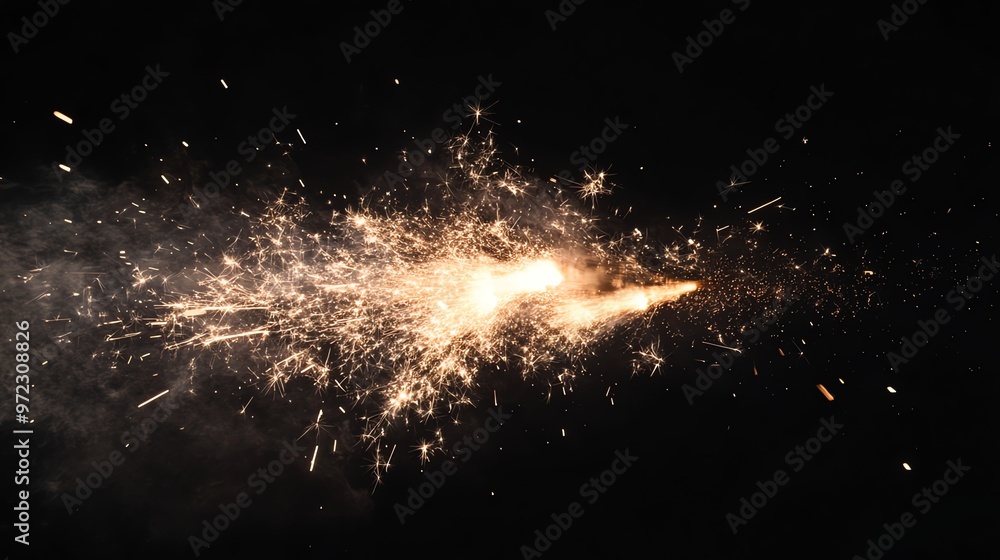 Poster a close-up shot of a firework exploding in the night sky.