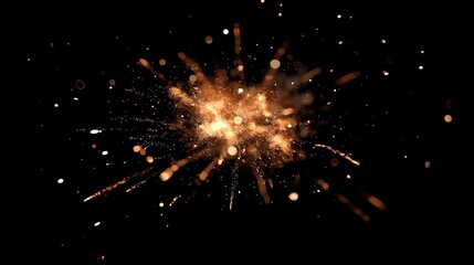 Fototapeta premium A burst of golden sparks against a black background.