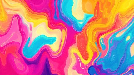 A vibrant abstract swirl of colors in shades of pink, yellow, and blue, creating a lively and energetic mood.