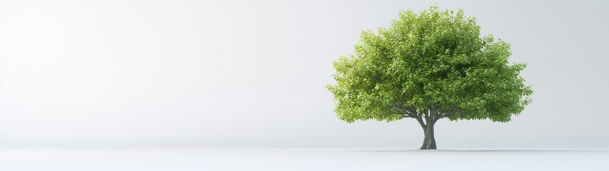 Obraz premium Deciduous Tree Illustration, Detailed 3D rendering of a leafy tree against a clean white backdrop, ideal for design projects or botanical references, showcasing intricate leaf textures.