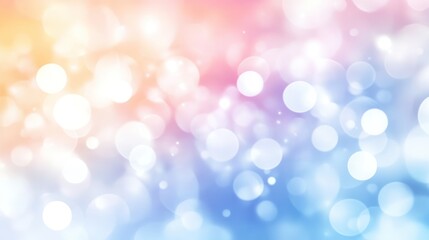 A vibrant, abstract background featuring soft bokeh lights in pastel hues of pink, orange, and blue.