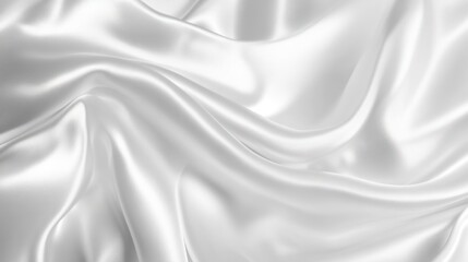 Naklejka premium Elegant white silk fabric with smooth, flowing drapes creating a luxurious texture.