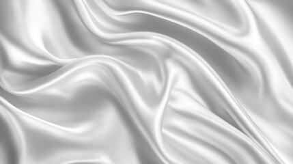 Fototapeta premium A close-up of luxurious white satin fabric, showcasing delicate folds and a smooth, shiny texture.