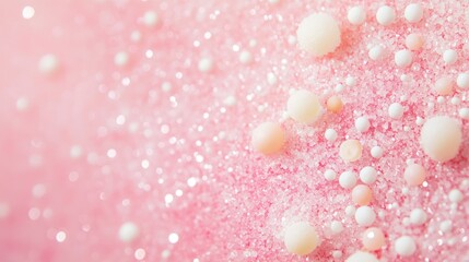 Close-up of pink and white sugar granules, creating a whimsical, sweet aesthetic.