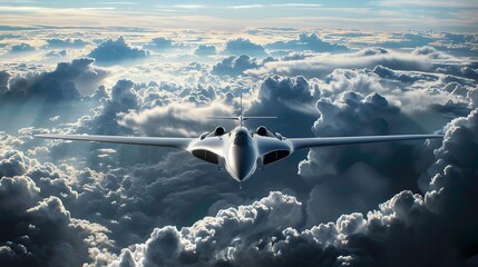 Airplane Flying Overhead: A sleek airplane soaring high above the clouds.
