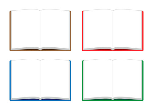 開いた本のイラストの４種類のカラーバリエーション／Four color variations of an open book illustration