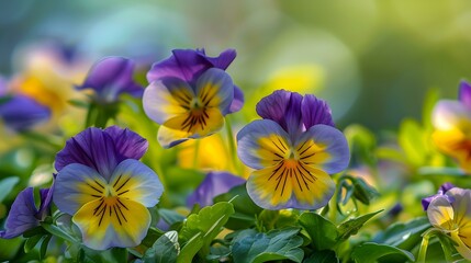 Vibrant Pansy Flowers in a Garden Bloom