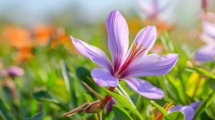 Fototapeta premium Stunning Purple Saffron Flower in Bloom