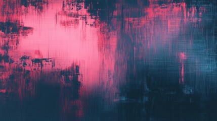 Obraz premium A vibrant abstract painting featuring bold strokes of pink and deep blue, creating a dynamic and textured visual experience.