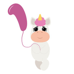 1 Birthday party invitation with baby unicorn