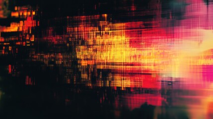 Obraz premium Abstract digital art with vibrant orange, red, and black streaks creating a dynamic, textured background.