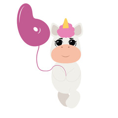 6 Birthday party invitation with baby unicorn