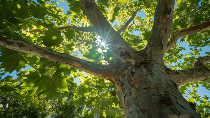 Obraz premium Sunlight Through Tree Canopy Nature Photography