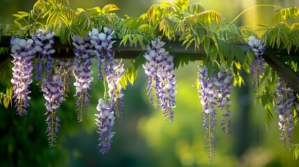 Obraz premium Stunning Wisteria Flowers in Bloom A Vibrant Display of Nature's Beauty