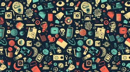 Retro icon seamless wallpaper