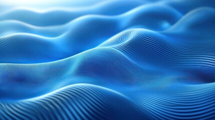 Obraz premium Abstract blue waves undulating across the surface, creating a serene and dynamic visual effect.