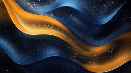 Obraz premium Abstract waves in rich blue and gold tones create a sense of movement and depth.