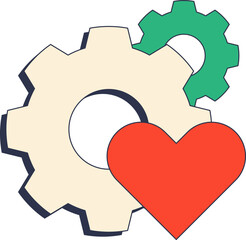 A heart intertwined with gears, symbolizing the integration of health and efficiency.