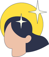 Stylized head silhouette with a radiant glow, symbolizing rejuvenation and vitality.