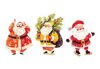 Santa claus . Christmas theme . Watercolor paint cartoon characters . Isolated