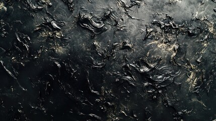 Fototapeta premium Abstract close-up of dark textured surface with swirling patterns and a glossy finish.