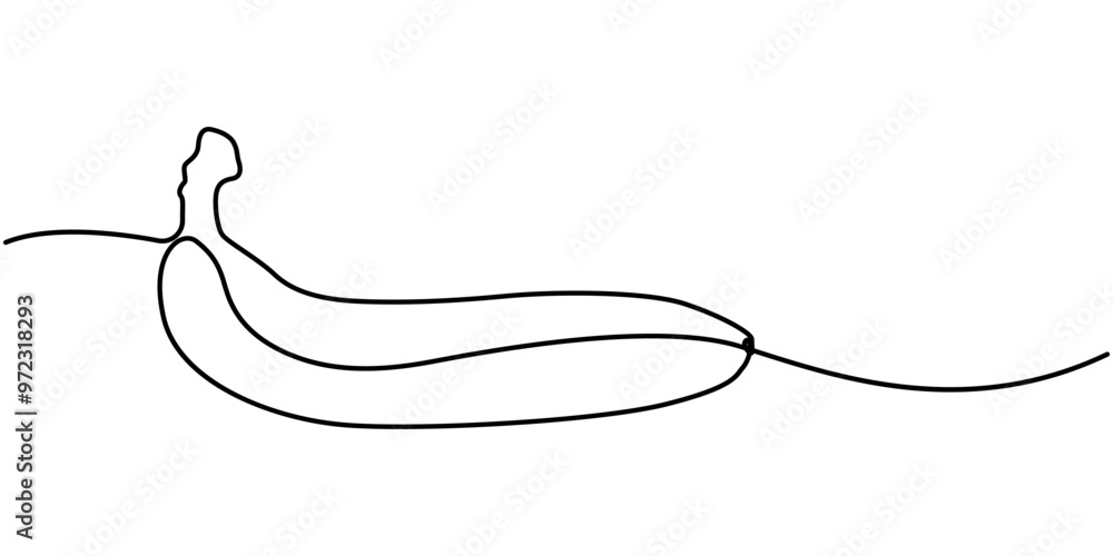 Poster banana in continuous line art drawing. one line continuous fresh banana. outline vector illustration