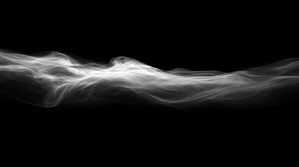 Naklejka premium Abstract white smoke flowing across a black background.