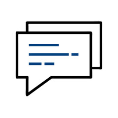 Two speech bubbles with blue lines for communication and dialogue concept	