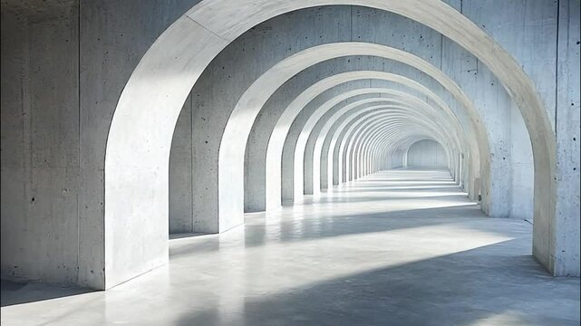 A series of white arched passageways receding into the distance