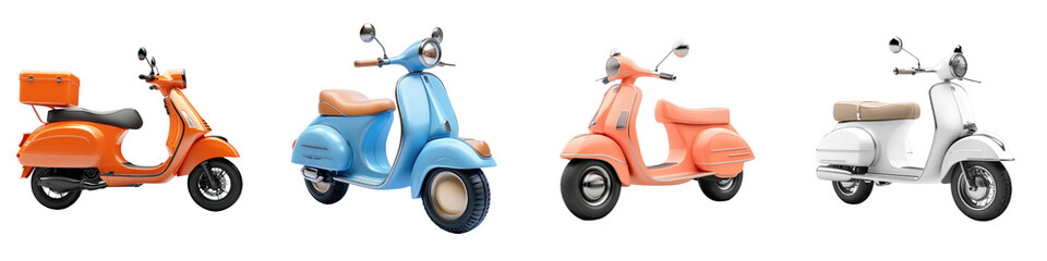 3D icon of a delivery scooter with transparent background.