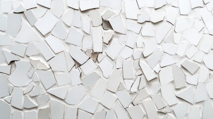 A textured surface made of irregular white ceramic pieces arranged in a mosaic pattern.