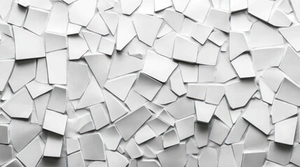 A textured surface composed of irregular white tiles, creating a modern, minimalist aesthetic.
