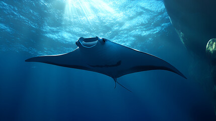A sleek manta ray gliding gracefully
