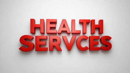 Health Services word 3d red lettering on plain white background