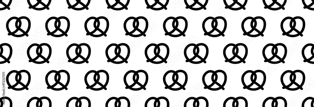 Wall mural Crispy pretzel icon on white and black background. Traditional pastry for the holiday.