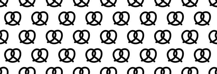 Crispy pretzel icon on white and black background. Traditional pastry for the holiday.