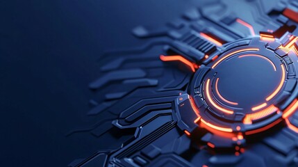 Blue technology startup branding represented by glowing logos futuristic devices and sleek interfaces in a high tech setting